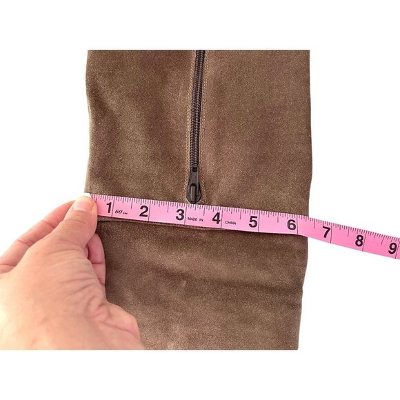 Barneys Co-Op Suede Over The Knee Boots Womens Size 7.5 Ankle Strap Zipper Taupe - Picture 10 of 12
